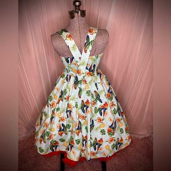 Hell Bunny Tropical Parrot Swing Dress size Medium - Picture 2 of 5
